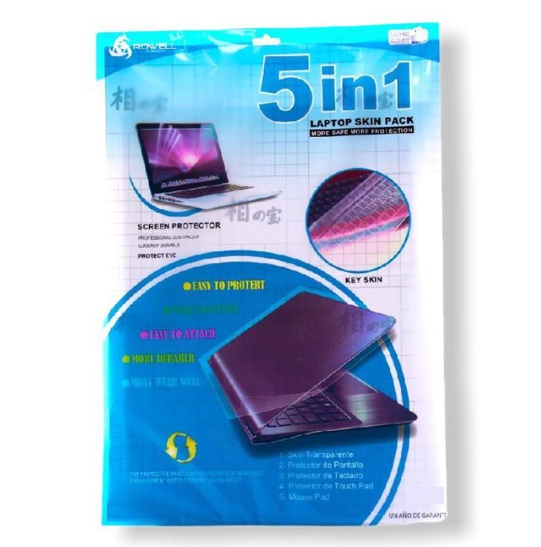 Protector de Pantalla, Teclado, Skin, Touch Pad, Pad Mouse para Laptop 5in1 de 15,6 Pulg.